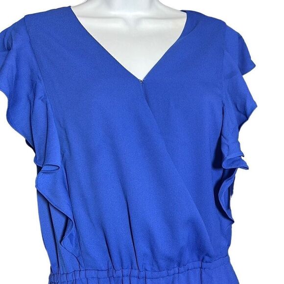 Cooper & Ella Women's Ruffled Butterfly Sleeves Blue Romper Size S NWT - Picture 2 of 12